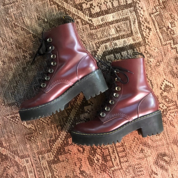 Dr. Martens Leona Platform Cherry Red Oxblood Boots RARE COLOR - Picture 7 of 7